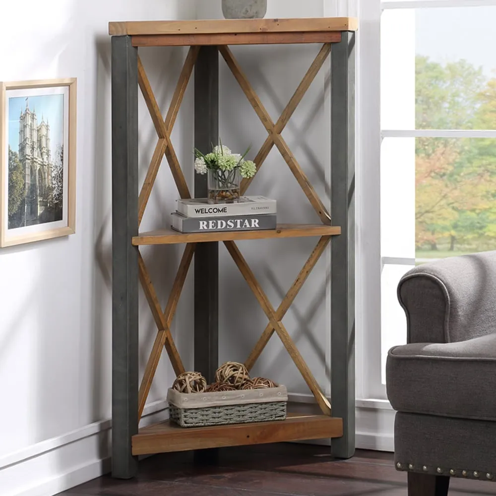 Utica Corner Bookcase with 2 Shelves - Satin Lacquer image