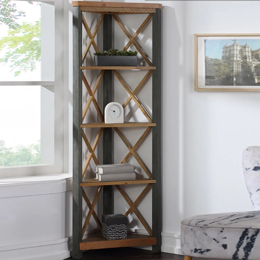 Utica Corner Bookcase with 4 Shelves - Satin Lacquer image