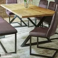 Utica Large Dining Table with Diagonal Legs - Satin, Wood