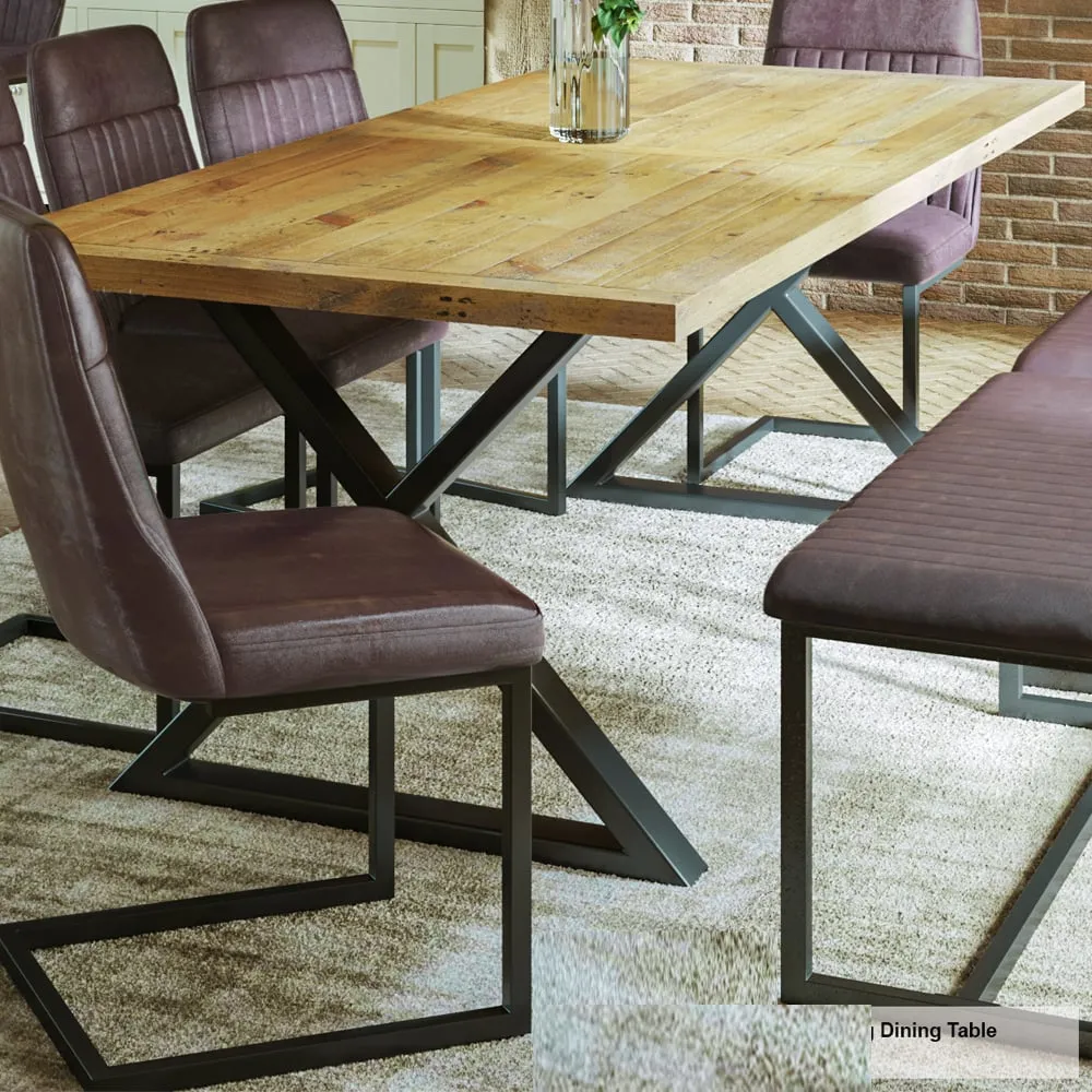 Utica Large Dining Table with Diagonal Legs - Satin, Wood