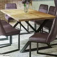 Utica Medium Dining Table with Diagonal Legs - Satin, Wood