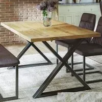 Utica Small Dining Table with Diagonal Legs - Satin, Wood