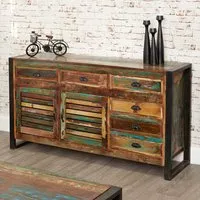 Utica Wide Sideboard with 2 Doors 6 Drawers - Satin Lacquer