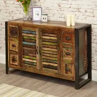 Utica Wide Sideboard with 2 Doors 6 Drawers - Satin Lacquer