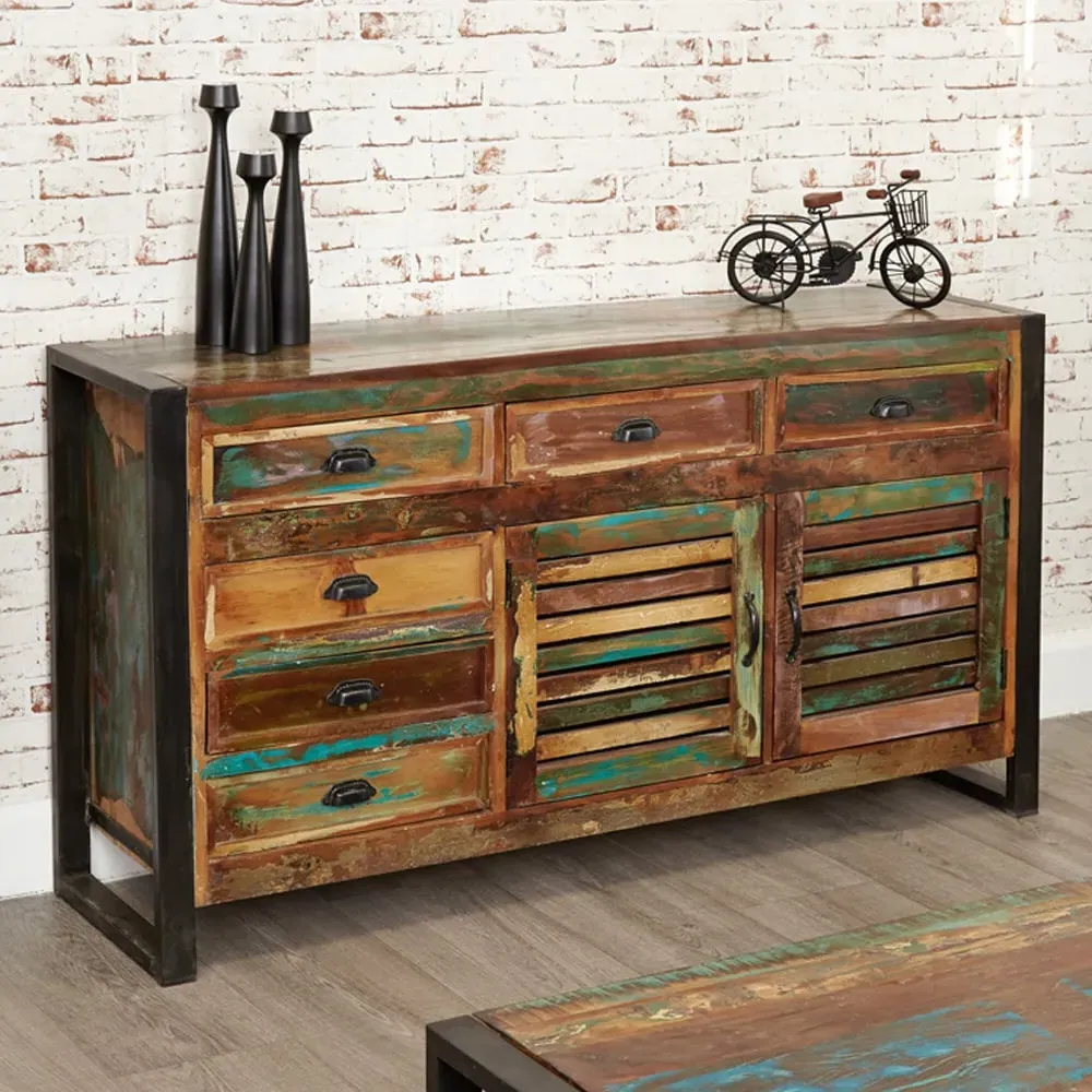 Utica Wide Sideboard with 2 Doors 6 Drawers - Satin Lacquer