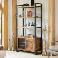 Utica Wooden Bookcase with Sliding Door - Satin Lacquer