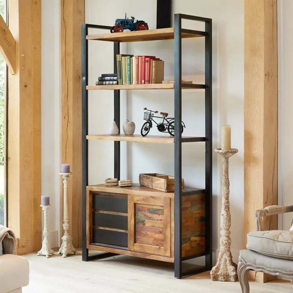 Utica Wooden Bookcase with Sliding Door - Satin Lacquer image