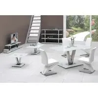 V Rectangular Dining Table - White, Glass