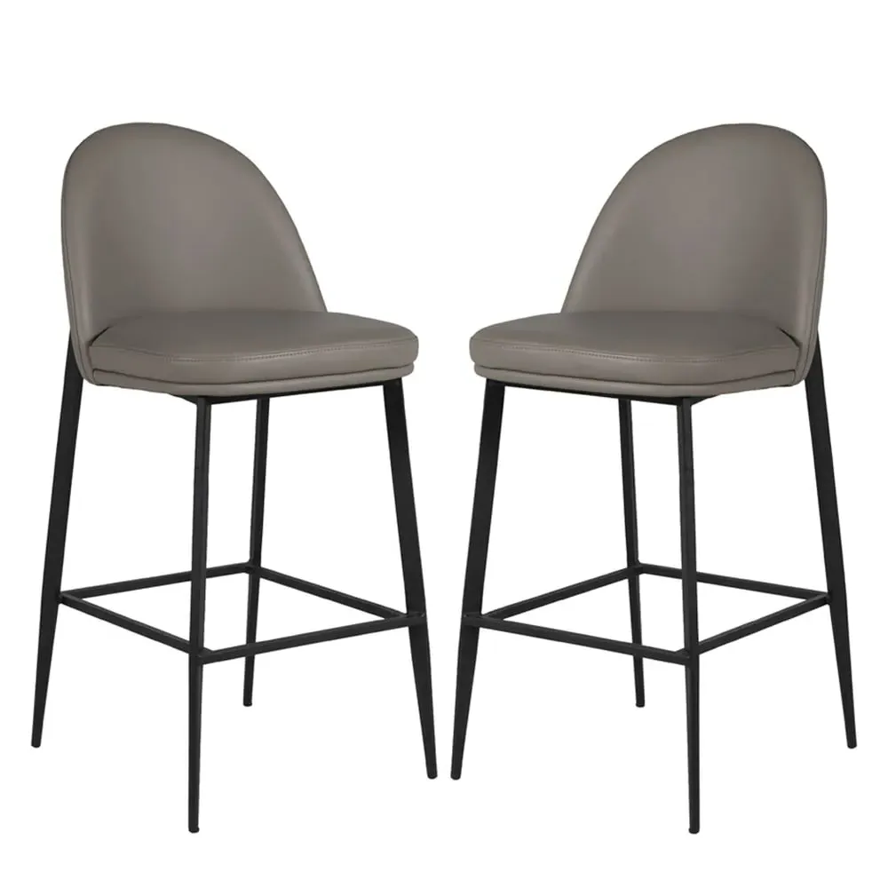 Vacaville Bar Stools - Grey, Faux Leather