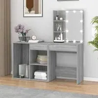 Vachel Dressing Table with LED Lights - Grey Sonoma Oak