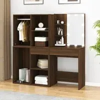 Vadim Dressing Table with LED Lights - Brown Oak