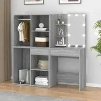 Vadim Dressing Table with LED Lights - Grey Sonoma Oak