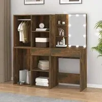 Vadim Dressing Table with LED Lights - Smoked Oak