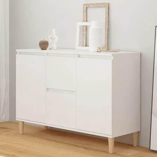 Vaeda Sideboard with 2 Doors 2 Drawers - White, Engineered Wood