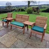 Vail 2 Chairs and 2-Seater Bench Set - Green, Timber