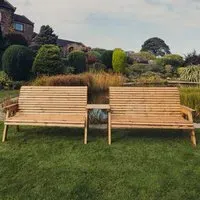 Vail 6-Seater Garden Bench Set with Table - Natural