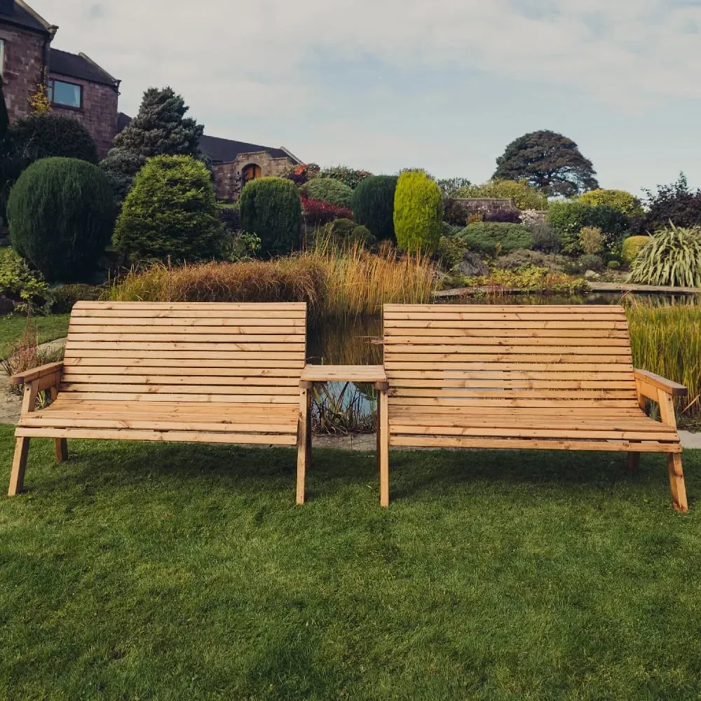 Vail 6-Seater Garden Bench Set with Table - Natural