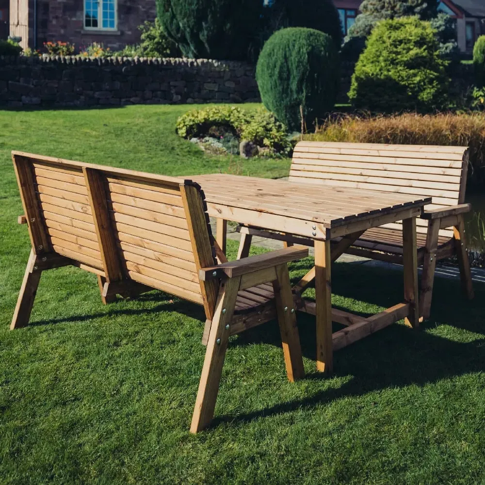 Vail 6-Seater Garden Dining Table Set - Natural, Wood