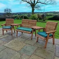 Vail Angled 2 Chairs & 2-Seater Bench Set - Green, Swedish Redwood