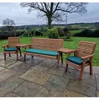 Vail Angled 2 Chairs & 3-Seater Bench Set - Green, Swedish Redwood