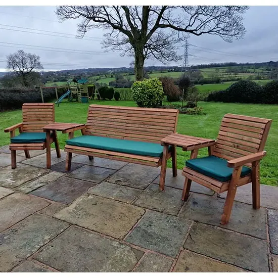 Vail Angled 2 Chairs & 3-Seater Bench Set - Green, Swedish Redwood