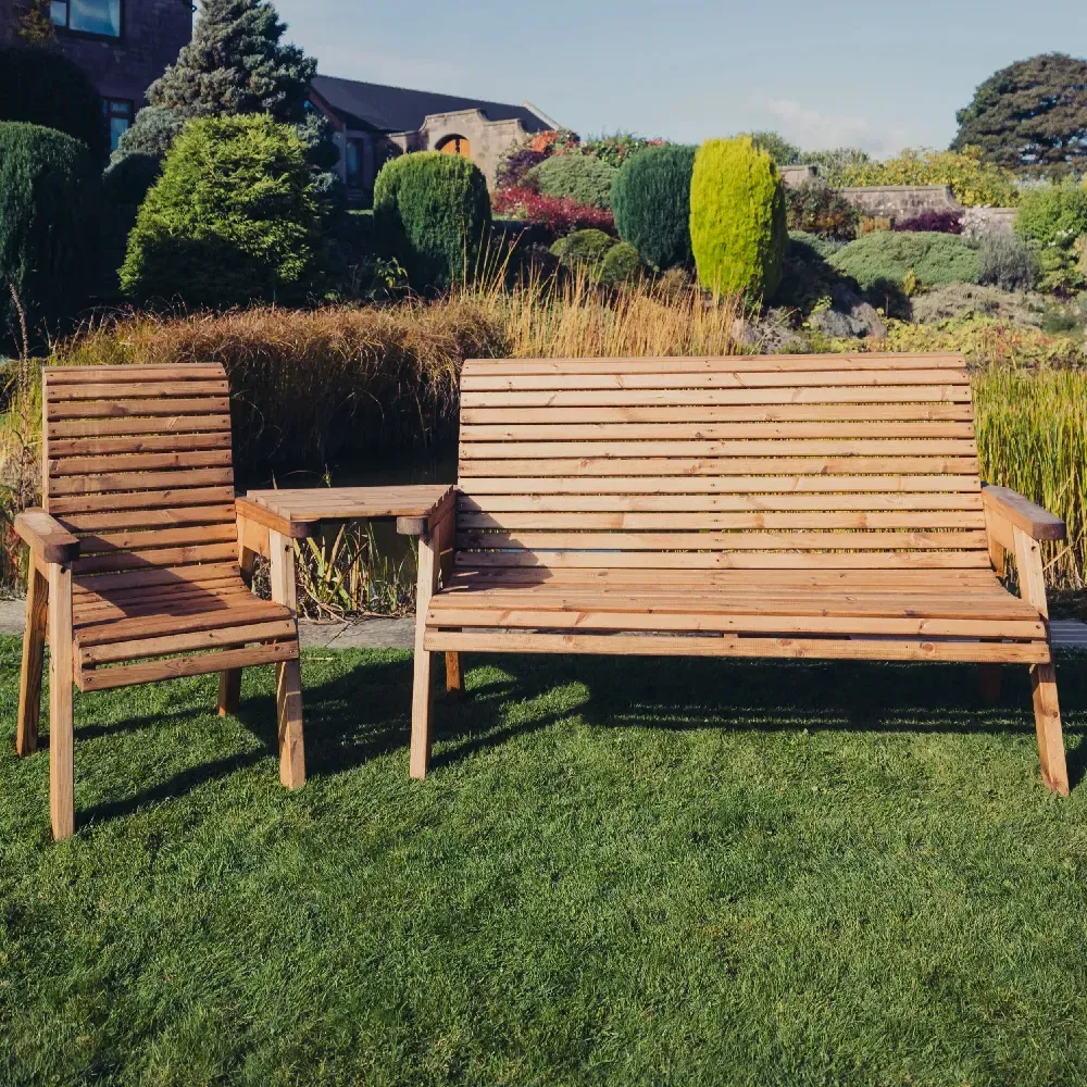 Vail Angled 4 Seater Garden Bench Set - Natural, FSC Wood product