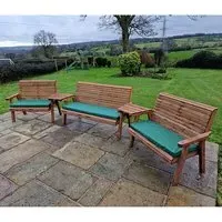 Vail Angled Tray 7-Seater Bench Set - Green, Swedish Redwood