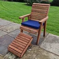 Vail Garden Chair with Footstool - Navy, Swedish Redwood