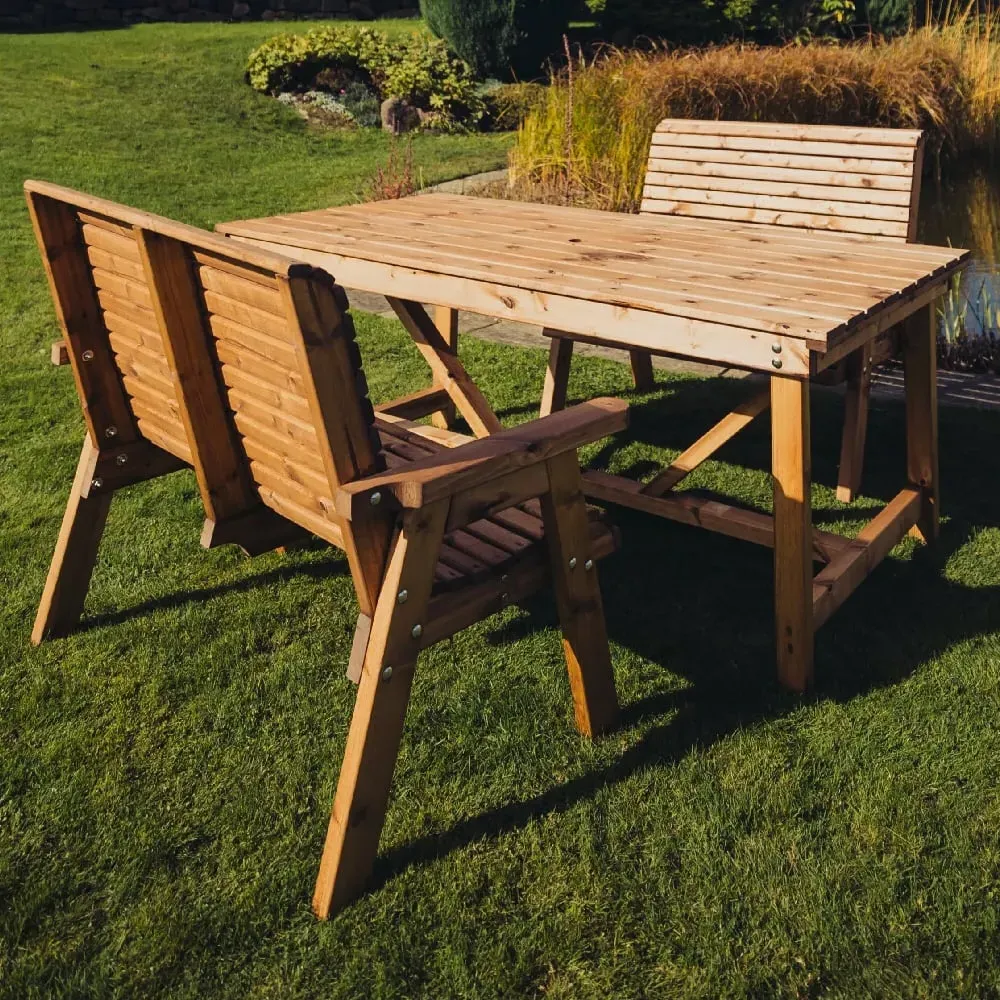 Vail Garden Dining Table with 2 Benches - Natural