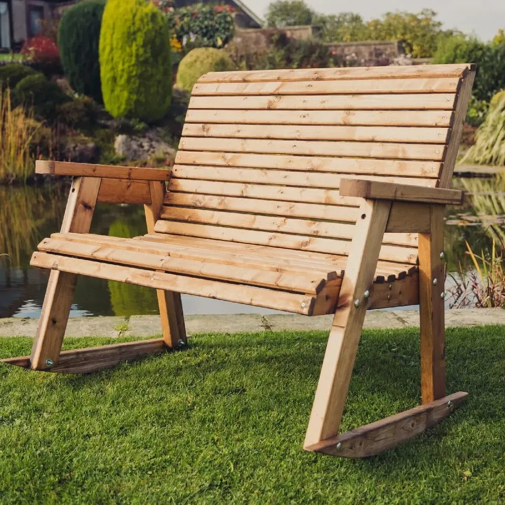 Vail Rocking 2-Seater Garden Bench - Natural
