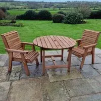 Vail Round Garden Dining Set with 2 Chairs - Natural, Wood