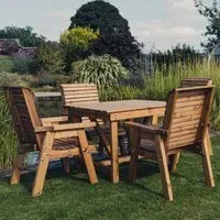 Vail Square Garden Dining Set with 4 Chairs - Natural