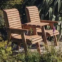 Vail Square Love Seat with Table - Natural