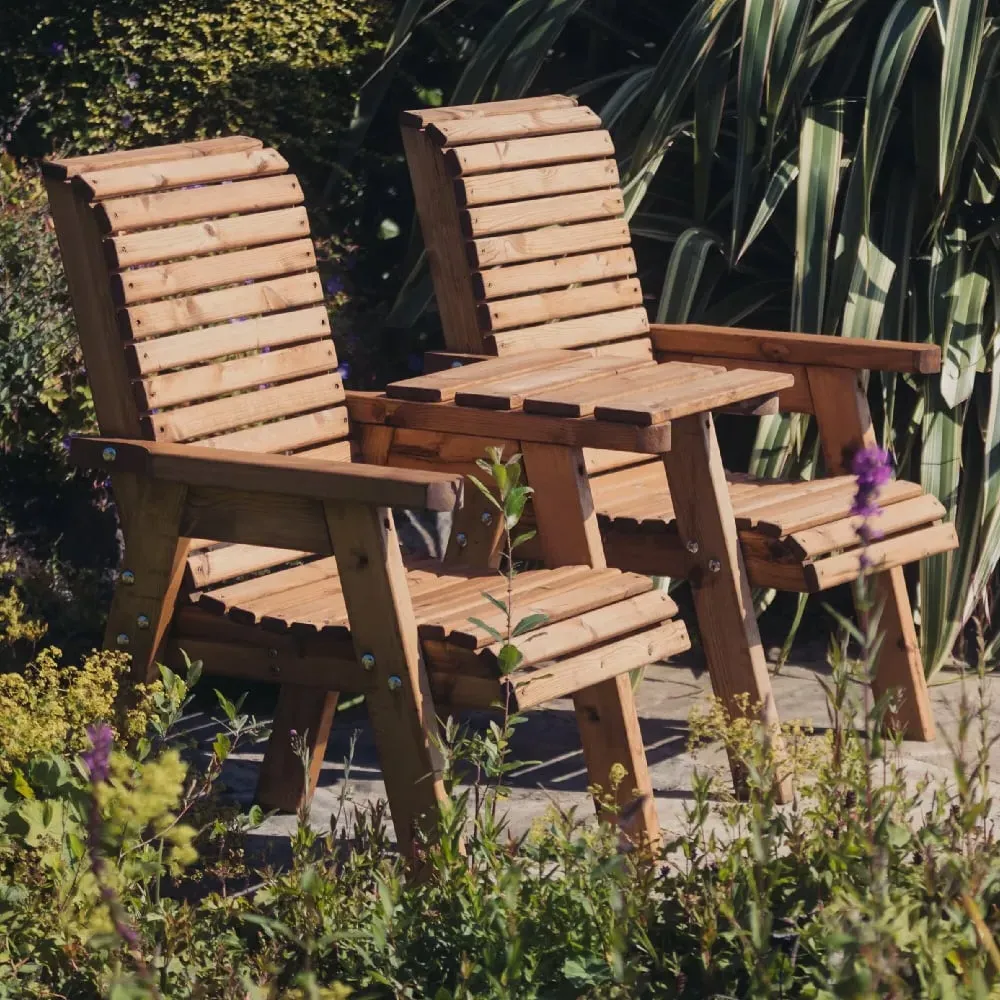 Vail Square Love Seat with Table - Natural image