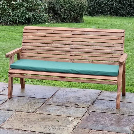 Vail Timber 3-Seater Garden Bench with Cushion - Green