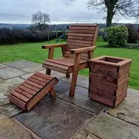 Vail Timber Garden Chair with Footstool and Planter