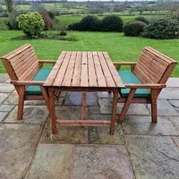 Vail Timber Large Dining Table with 2 Benches - Brown