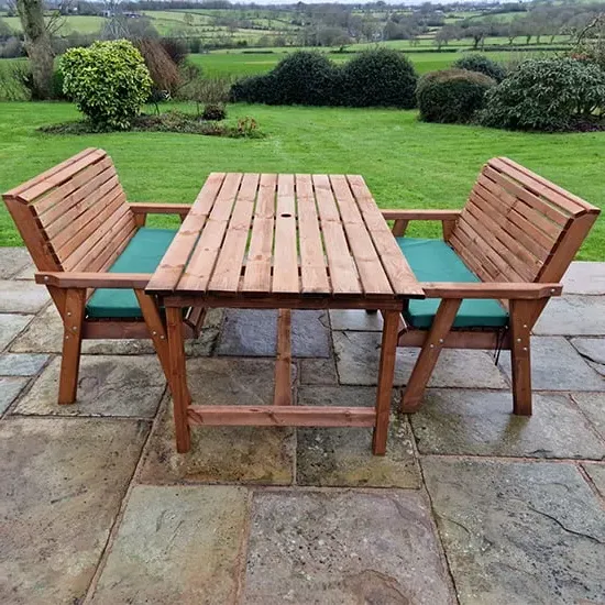 Vail Timber Large Dining Table with 2 Benches - Brown