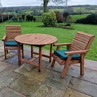 Vail Timber Round Dining Table with 2 Chairs - Brown