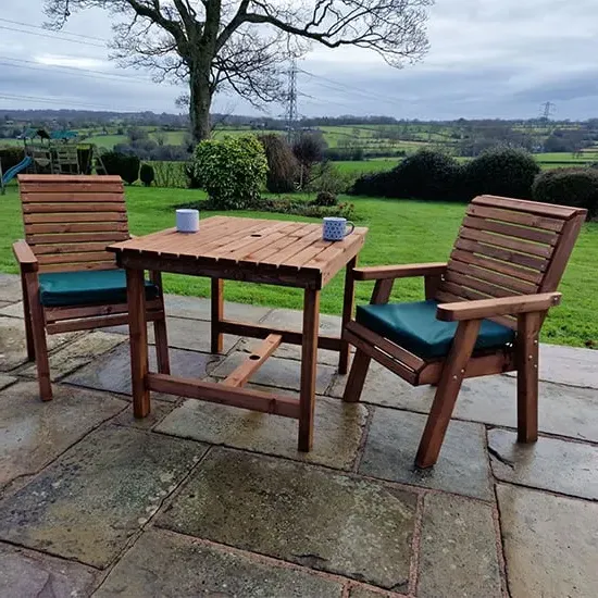 Vail Timber Small Dining Table with 2 Chairs - Brown