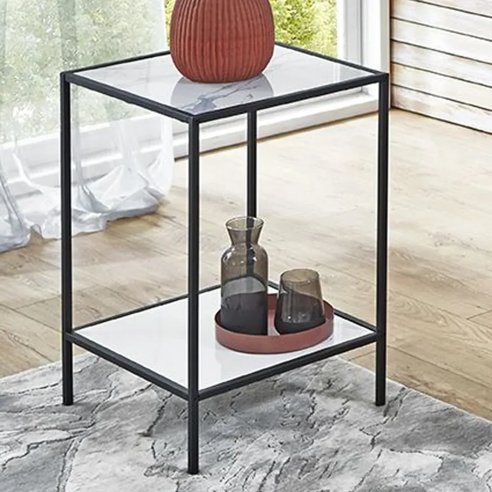 Valdez Metal End Table - White, Metal image