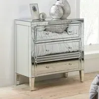 Valence 3-Drawer Chest - Silver, Mirrored