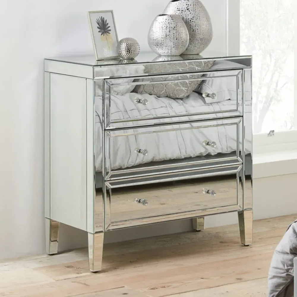 Valence 3-Drawer Chest - Silver, Mirrored image