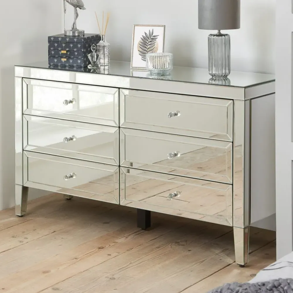Valence 6-Drawer Chest - Silver, Mirrored