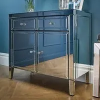 Valence Mirrored Sideboard with 2 Doors 2 Drawers - Silver