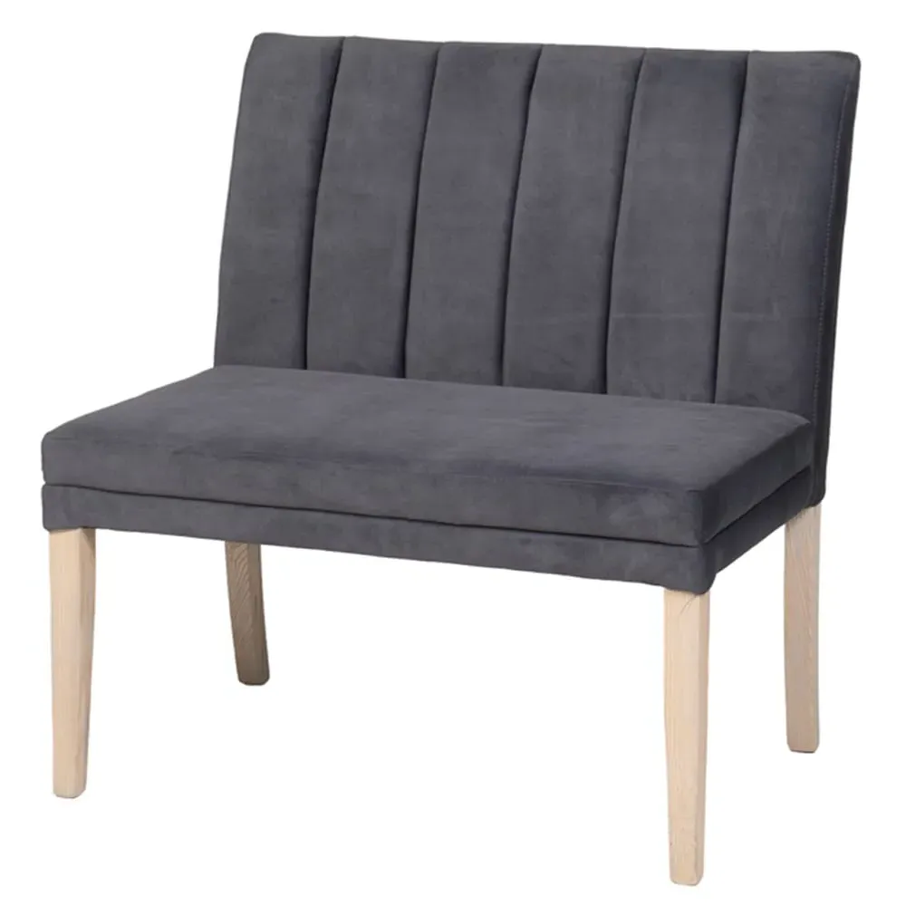 Valencia Fabric Dining Bench with Oak Legs - Grey image