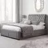 Valentina Double Bed with 2 Drawers - Grey, Fabric