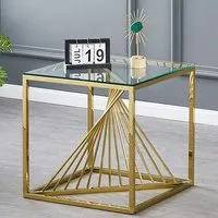Valko Lamp Table - Clear Glass, Gold Stainless Steel alternate view
