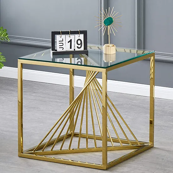 Valko Lamp Table - Clear Glass, Gold Stainless Steel product