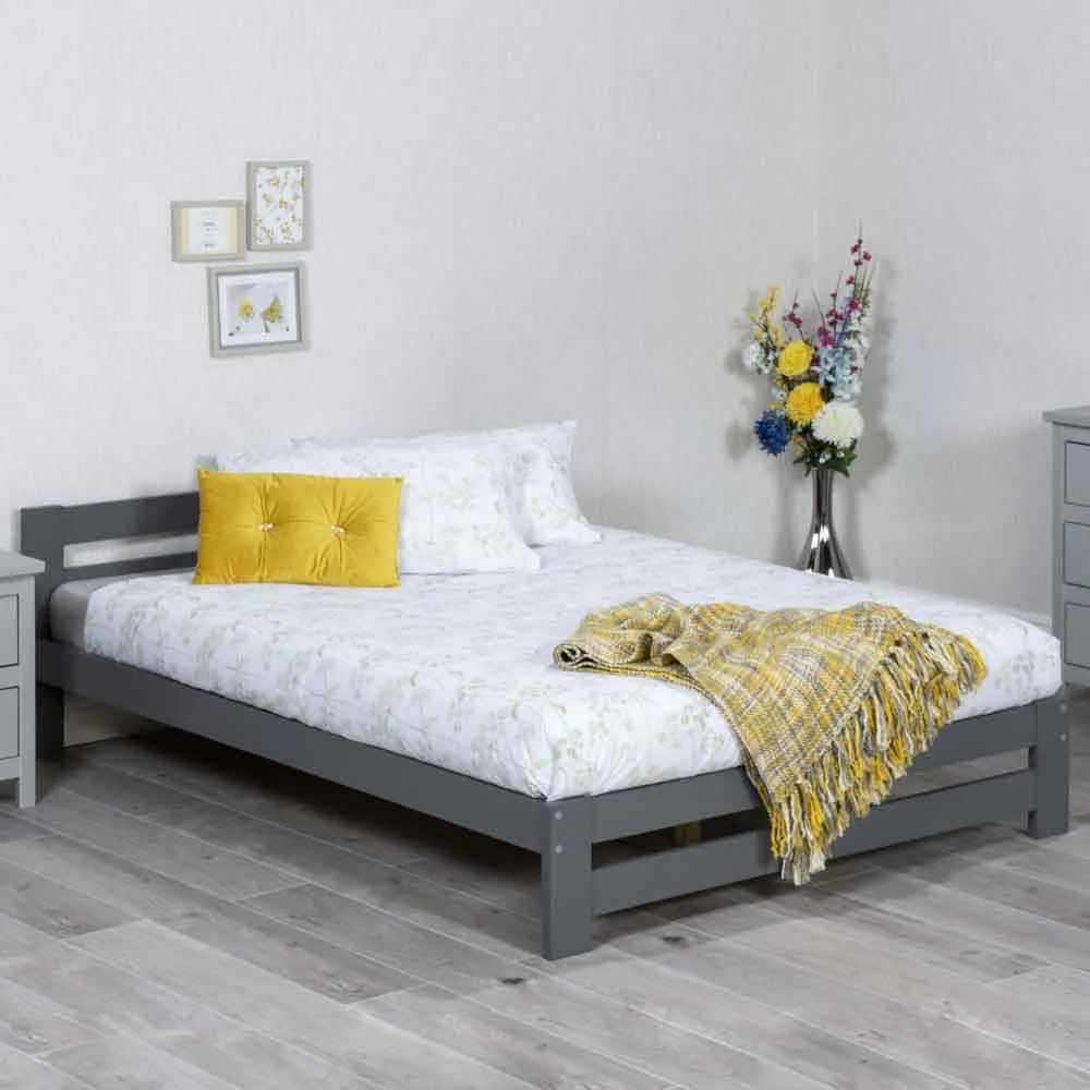 Vallejo Double Bed Frame - Grey, Wood image
